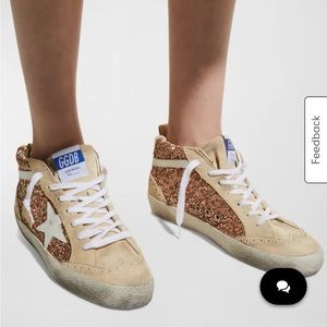 Golden Goose Mid Star Brogue Glitter Suede Sneakers size 38 or 8